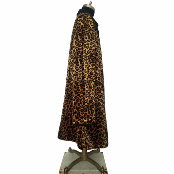 Plus Size Black Reversible Leopard Print faux Fur Coat 1X - Picture 8 of 11